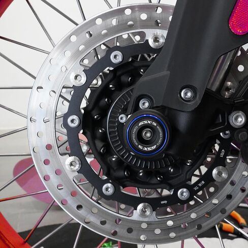 متوافق مع GSXS1000 GSX-S1000 GSXS 1000F 2015-2023 2024 2025 دراجة نارية أمامية وخلفية شوكة المحور المتزلجون واقيات التصادم (أحمر، المحور الأمامي) in Kuwait