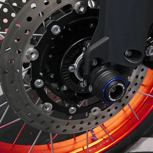 متوافق مع GSXS1000 GSX-S1000 GSXS 1000F 2015-2023 2024 2025 دراجة نارية أمامية وخلفية شوكة المحور المتزلجون واقيات التصادم (أحمر، المحور الأمامي) in Kuwait
