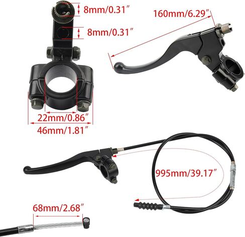 7/8 بوصة ذراع القابض الأيسر وكابل القابض متوافق مع 50cc 70cc 90cc 110cc 125cc SSR110 SSR125 SSR140 RFZ125 Pit Dirt Bike Motorcycle Black in Kuwait
