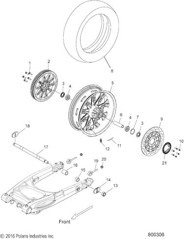عجلات الدراجات النارية Polaris Victory، خلفية، 16 × 5.0، كروزر أسود، قطعة OEM الأصلية 1522248-266W، الكمية 1 in Kuwait