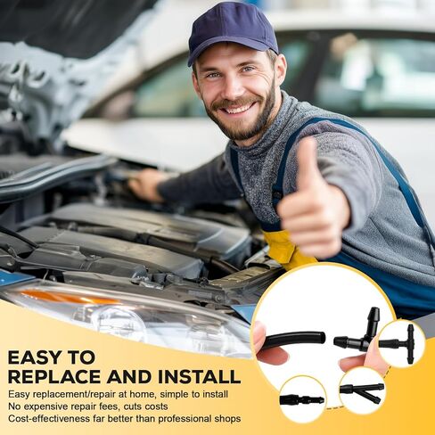 Windshield Washer Hose Kit, 4M Flexible Durable Rubber Washer Fluid Tubing & 30 PCS Leak-Proof Connectors for Connecting Car Pump and Nozzles, Fits Most Cars, SUVs, and Trucks in Kuwait