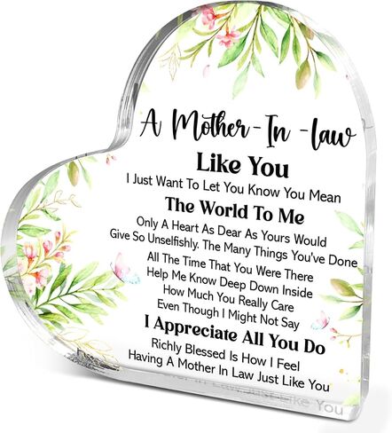 Thank You Gift For Mother-In-Law From Deauther-In-Law, Mothers Day Presents Thanksgiving Gifts for Mother-In-Law, Your Words Of Wisdom Heart Acrylic Decor, Mother Gift for Birthday Christmas in Saudi Arabia
