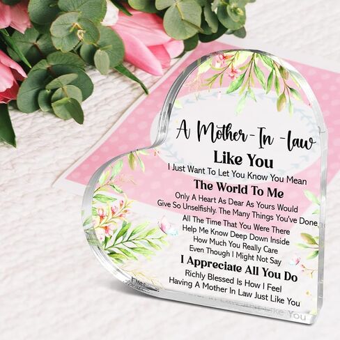 Thank You Gift For Mother-In-Law From Deauther-In-Law, Mothers Day Presents Thanksgiving Gifts for Mother-In-Law, Your Words Of Wisdom Heart Acrylic Decor, Mother Gift for Birthday Christmas in Saudi Arabia