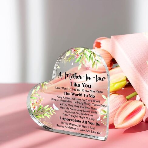 Thank You Gift For Mother-In-Law From Deauther-In-Law, Mothers Day Presents Thanksgiving Gifts for Mother-In-Law, Your Words Of Wisdom Heart Acrylic Decor, Mother Gift for Birthday Christmas in Saudi Arabia