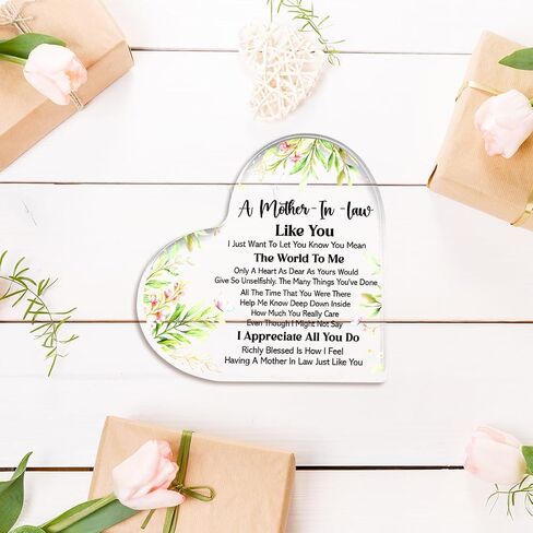 Thank You Gift For Mother-In-Law From Deauther-In-Law, Mothers Day Presents Thanksgiving Gifts for Mother-In-Law, Your Words Of Wisdom Heart Acrylic Decor, Mother Gift for Birthday Christmas in Saudi Arabia
