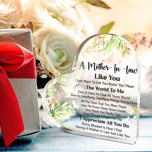 Thank You Gift For Mother-In-Law From Deauther-In-Law, Mothers Day Presents Thanksgiving Gifts for Mother-In-Law, Your Words Of Wisdom Heart Acrylic Decor, Mother Gift for Birthday Christmas in Saudi Arabia