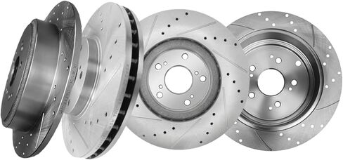 PM Auto Set of 4 Front 300mm-Rear 313mm Drilled Slotted Brake Disc Rotors For 2001-2006 Acura MDX in Saudi Arabia
