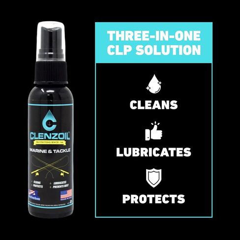 Clenzoil Marine & Tackle 2 oz. Fishing Reel Cleaner & Bearing Lube Spray Bottle | One-Step Cleaner, Lubricant, Protectant [CLP] Cleaning + Lubricating Oil in One Solution in Saudi Arabia