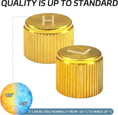 2PCS Brass R134a AC Valve Caps, L&H Marked High & Low Pressure Port Caps Air Conditioning Valves Core Seal, Leakproof for Toyota Honda Nissan Hyundai-Kia Subaru & Some American Cars/Trucks in Kuwait