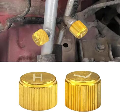 2PCS Brass R134a AC Valve Caps, L&H Marked High & Low Pressure Port Caps Air Conditioning Valves Core Seal, Leakproof for Toyota Honda Nissan Hyundai-Kia Subaru & Some American Cars/Trucks in Kuwait