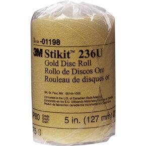 3M Stikit Gold Disc Roll 236U, 01198, 5 in, P80 Grade, 75 Discs Per Roll, Automoitve Abrasives