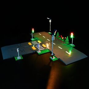 Kyglaring LED Lighting Kit for Lego City Road Plates and Lights Set Compatible with Lego 60304 Building Kit - Not Include The Model (Classic Version)