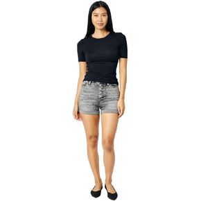 Judy Blue High Waist Button Fly Cuffed Shorts Grey for Women-High Waisted Jean Shorts Womens 150231-
