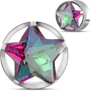 COOEAR Flesh Ear Tunnels, Star Gem Shape Logo, Flared Earrings expanson Stretchered Gauge Plugs.