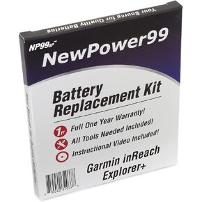 NP99sp Battery Kit for Garmin InReach Explorer+ with Tools, How-to Video, Battery from NewPower99