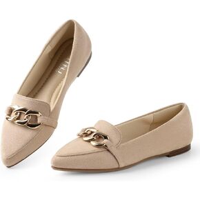 MUSSHOE Women's Loafers Comfortable Fashion Chain Flats Shoes for Women