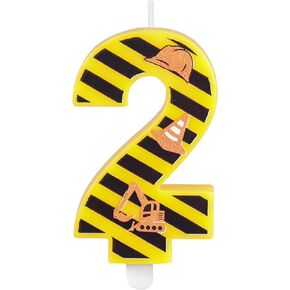 Construction Birthday Number Candles, Boys Happy Birthday Candles for Cake Topper, Number 1 Candle Yellow&Black Stripes Candles for Construction Themed Birthday Party Decoration Supplies Favors Gifts
