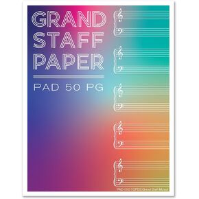 أوراق موسيقى BookFactory Grand Staff / تأليف البيانو ورقة فضفاضة / أوراق موسيقى Grand Staff - 50 صفحة، 8.5 بوصة × 11 بوصة، تنسيق أوراق فضفاضة (SHEET-050-7CLL(Grand-Staff-Music))