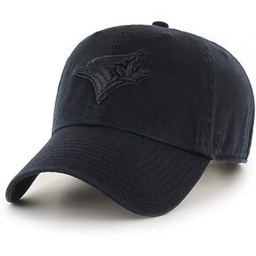 '47 MLB Black Black Primary Logo Clean Up Adjustable Strap Hat Cap, Adult One Size Fits All