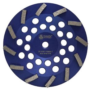 DiamaPro Systems DT-CW-7-12SEG-T Threaded 7 Inch 12 Segment Turbo Concrete Grinding Cup Wheel for Grinding, Leveling, Removing Glue/Coating