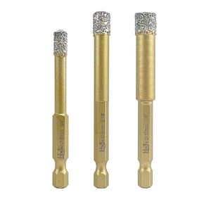 Brazed Diamond Drill Bits with Hex Shank E6.3mm Fast Connection for Dry or Wet Drilling on Porcelain Ceramic Tile Granite Marble Used on Corded or Cordless Pistol or Bench Drill 12mm (1/2")