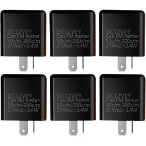 6 قطع مرحل فلاش 12 فولت لمرحل إشارة الانعطاف LED 2 دبوس وامض للدراجات النارية، فلاشات بديلة للسيارات الإلكترونية مقاومة للماء للسيارة، مرحلات فلاش LED قابلة للتعديل (أسود) in Kuwait