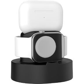 SOKUSIN Stand for Apple Watch Charger - iWatch AirPod Charging Stand Holder Dock Compatible with Apple Watch Series 9 8 Ultra2 Ultra SE2 7 6 SE 5 4 3 2 and AirPods 1/2/3/Pro【Nightstand Mode】 Black