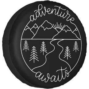NIAEIAIE Adventure Awaits Rv Tire Cover for Trailers Trucks Cars SUV Protectors Weatherproof Dust-Proof Fit for Rv Spare Tire Cover 14" 15" 16" 17" Inch Wheel (15 inch)