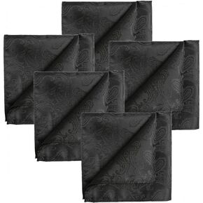 KissTies 5 PCS Pocket Square Set Paisley Wedding Hankies + 1 Gift Box