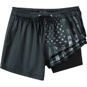 FT FENTENG Boys Swim Trunks with Compression Liner Boys Stretch Swim Shorts Quick Dry 2 in 1 Beach Shorts 5-16 Y