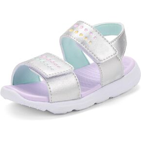 See Kai Run Billie FlexiRun - Water-Safe Summer Sandals for Kids - Silver, 10