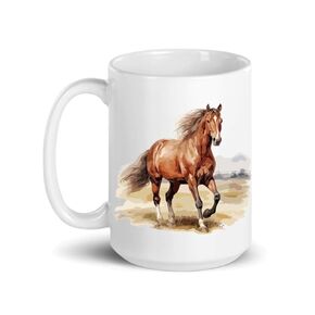 Horse Coffee Mug - Horse Coffee Mug, Ceramic Coffee Mug with Handle, 15 oz