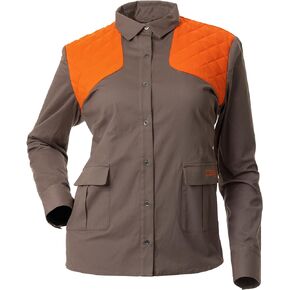 DOING SOMETHING GREAT (DSG Outerwear) Women's Upland Button Down Hunting Shirts | Blaze Orange, Quilted Shoulder & Elbow Pads