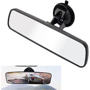 GKmow 1 PC Rear View Mirror with Suction Cup, HD Car Rear View Mirror, ABS Adjustable Anti-glare Rear View Mirror for Most Cars SUVs Trucks Interior Mirror (White)