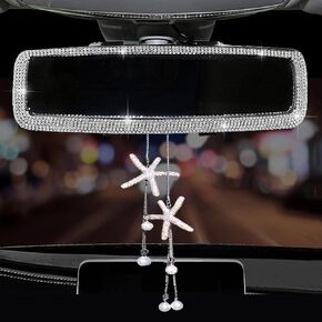 2 Packs Bling Bling Car Rear View Mirror with Rhinestone Crystal Butterfly Rear View Mirror Decor Accessories for Women,Car Interior Trim.Purple