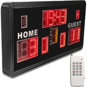 YZ Large Electronic Basketball Scoreboard with Buzzer, Wall-Mounted Professional Digital Scoreboard with Remote, Shot Clock Basketball 14/24 Second Custom Time, Digital Shot Clock Timer