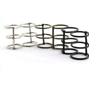 RuiLing 6pcs 3-Hole Loose Leaf Binder Desk Calendar Binding Rings 3-Ring DIY Metal Split Hinged Clip for Notebook Diary Photo Album Binding 2.5x25x40mm (Silver, Black, Bronze)