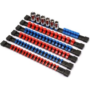 EMENTOL 9PCS ABS Socket Storage Rail Set, Premium Quality Socket Organizer Holder, 1/4-Inch x 48 Clips, 3/8-Inch x 45 Clips, 1/2-Inch x 36 Clips