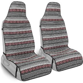 BDK Saddle Blanket Seat Covers for Cars Full Set - Multi-Color Baja Striped Woven Mexican with Matching Headrest Covers for Truck Auto Van SUV