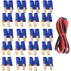 10 Pairs Amass EC3 Battery Connector Plugs,3.5mm Banana Plug Female Male Bullet Connector with 14 Gauge Silicone Wire for RC ESC LIPO Battery Electric Motor Airplane Quadcopter Parts DIY