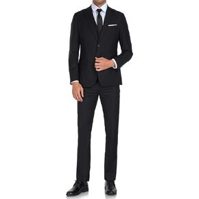 Men's Suit 3-Piece Slim Fit Formal Tuxedo for Men Wedding Prom Solid Suits 2 Button Blazer Vest Pants Set and Tie