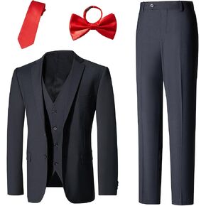 SuitsLink Men's Slim Fit 3 Piece Suits Set, Formal Business 2 Buttons Blazer Jacket Vest Pants with Tie & Bow Tie in Saudi Arabia