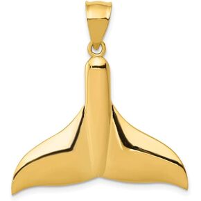 Charm Pendant 14K Yellow Gold Themed Men'S 32 mm Solid Polished Large Whale Tail