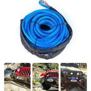 Wsays 5/16" x 50' 8500 LBs Synthetic Winch Line Cable Rope with Black Protecing Sleeve for ATV UTV Winch