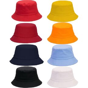 Cotiny 8 Pack Bucket Hats Summer Beach Sun Hat Cotton Reversible Hats Bulk for Women Men Camping Hunting Traveling Fishing