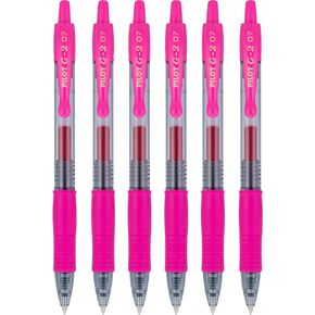 PILOT G2 Premium Refillable & Retractable Rolling Ball Gel Pens, 0.7mm Fine Point, Pink, 6-Pack