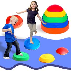 Party Club of America 5pcs Stepping Stones for Kids, Plastic Balance Non-Slip Jumping Stones, Coordination Game Toys for Ages 3 4 5 6 7 8 Years