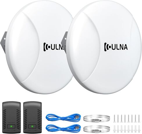 Point to Point Wireless Bridge Outdoor, 2.4GHz & 5.8GHz Outdoor WiFi Bridge PTP/PTMP CPE with 1000Mbps Ethernet Port, 3.1Miles Long Range WiFi Bridge Extender to Outbuildings, Guest Mode with 4 SSID in Kuwait