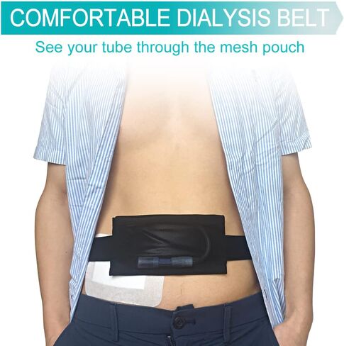 Mesh Peritoneal Dialysis Belt Holder PD Catheter Pouch for Feeding Tube J G Peg Tubing Waist Band Fanny Pack Accessories for Men Women Adult Black Pack of 1 in Kuwait