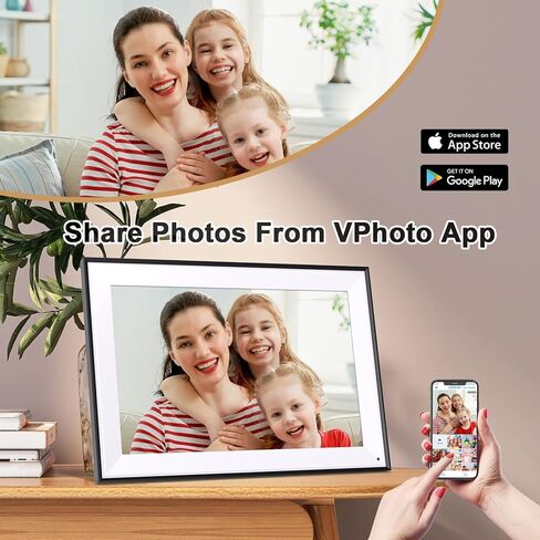 إطار صور رقمي مقاس 10.1 بوصة - إطار صورة ذكي - إطار إلكتروني عالي الدقة IPS شاشة تعمل باللمس، مساحة تخزين مدمجة 32 جيجابايت، مستشعر ضوء، إعداد سهل وتحميل الصور على الفور عبر التطبيق أو البريد الإلكتروني، هدايا لها in Saudi Arabia